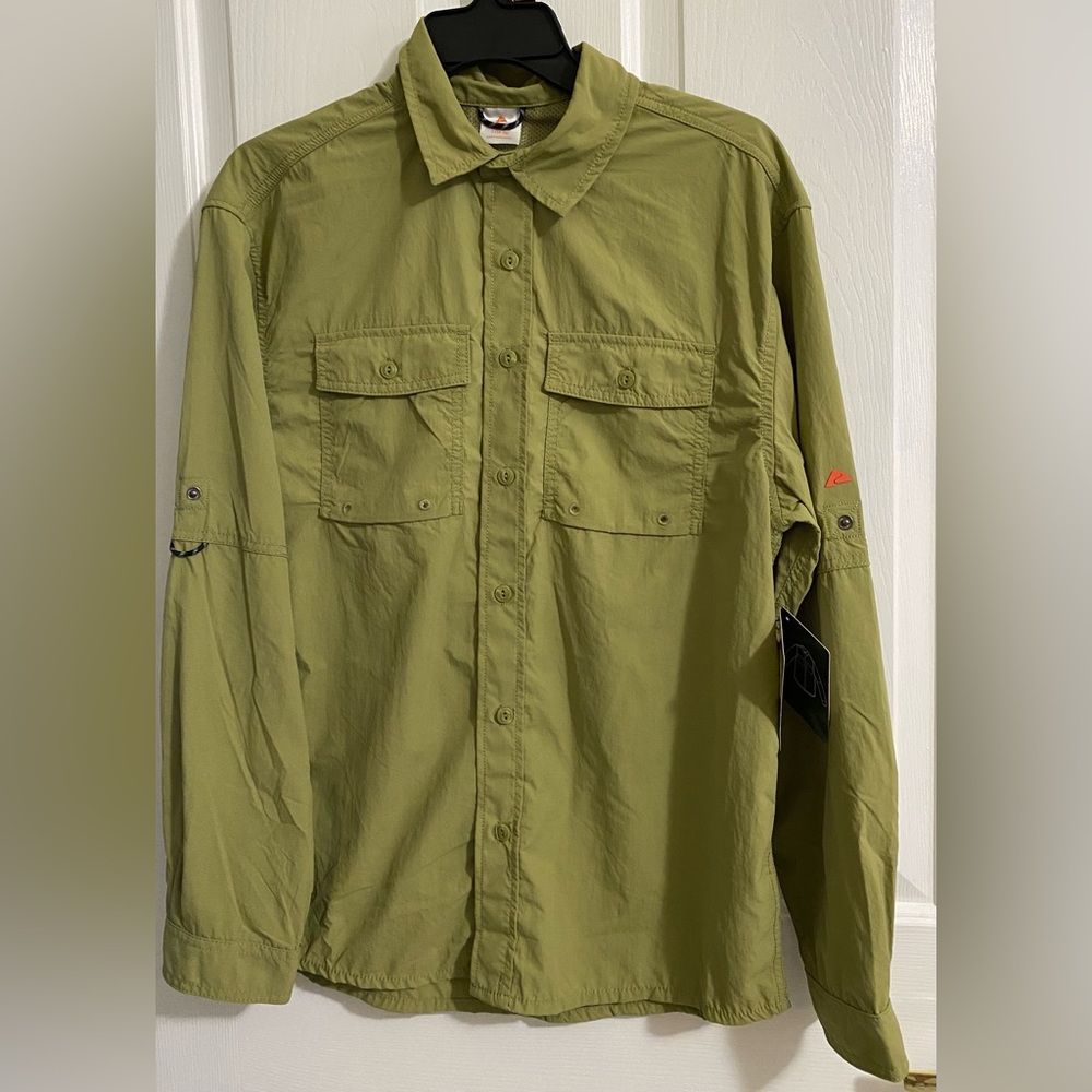 OZARK TRAIL … Men's Olive Green Button-Up Shirt